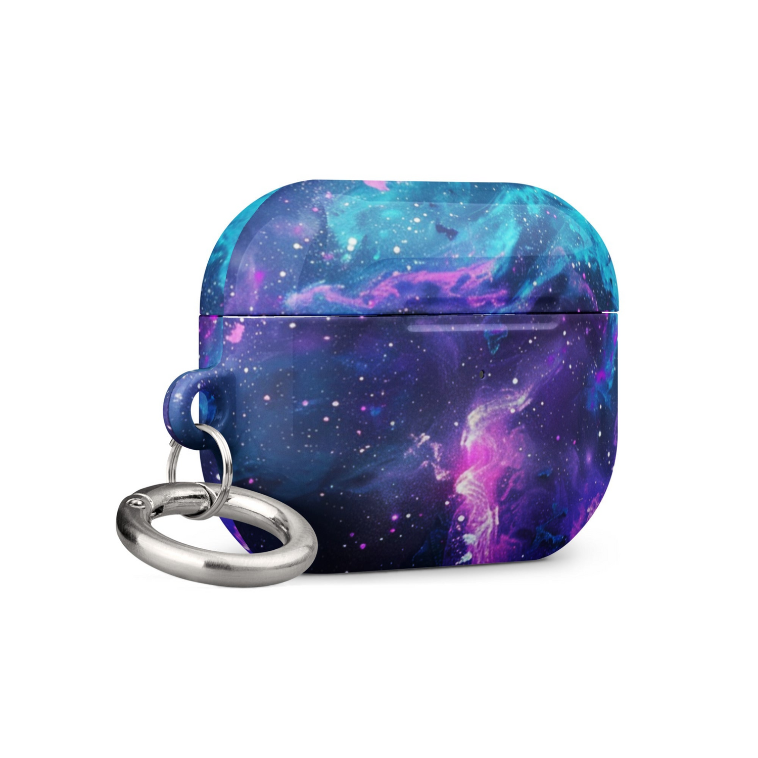 Start2Finish Galaxy 1 AirPods case in black with galaxy-themed design, made of durable silicone material.