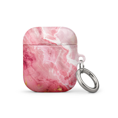 Pink marble AirPods case by Start2Finish, featuring a smooth, stylish design to protect and personalize your wireless earbuds.