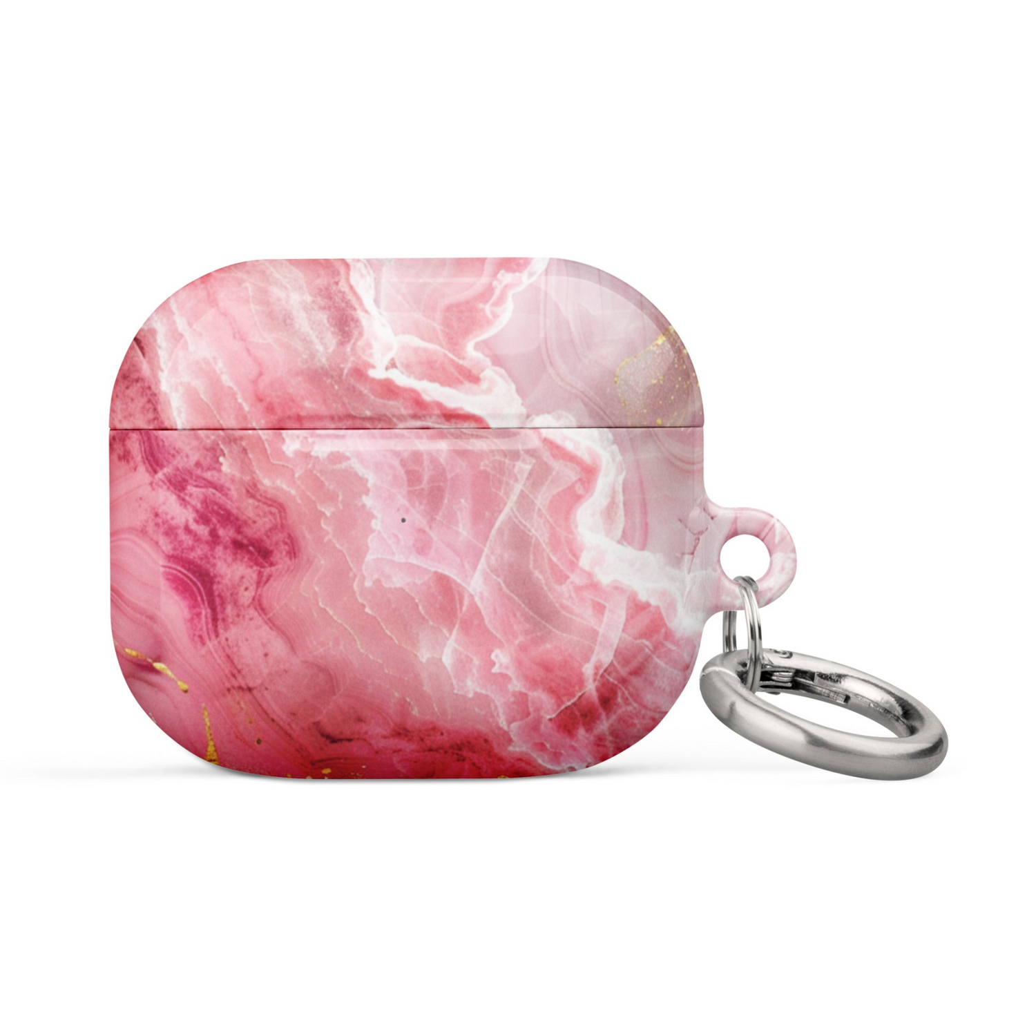 Pink marble case for AirPods by Start2Finish, showing the stylish protective cover with a pink and white marble pattern.