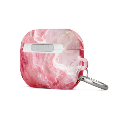 Pink marble AirPods case by Start2Finish, featuring a smooth pink and white marbled design for Apple AirPods protection.