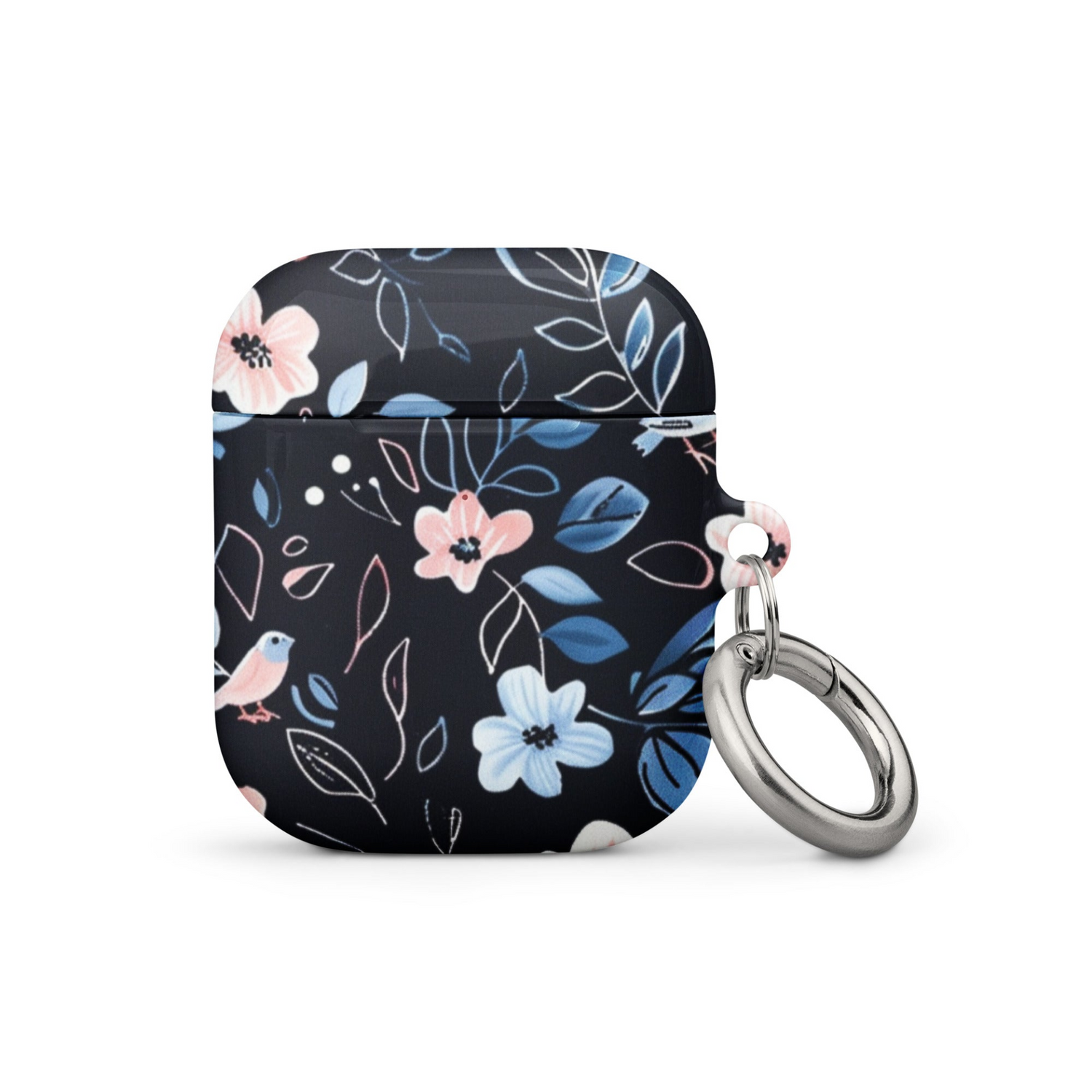 Blue flowers AirPods case by Start2Finish, protective cover with floral design for Apple AirPods charging case.