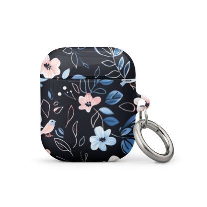 Blue flowers AirPods case by Start2Finish, protective cover with floral design for Apple AirPods charging case.