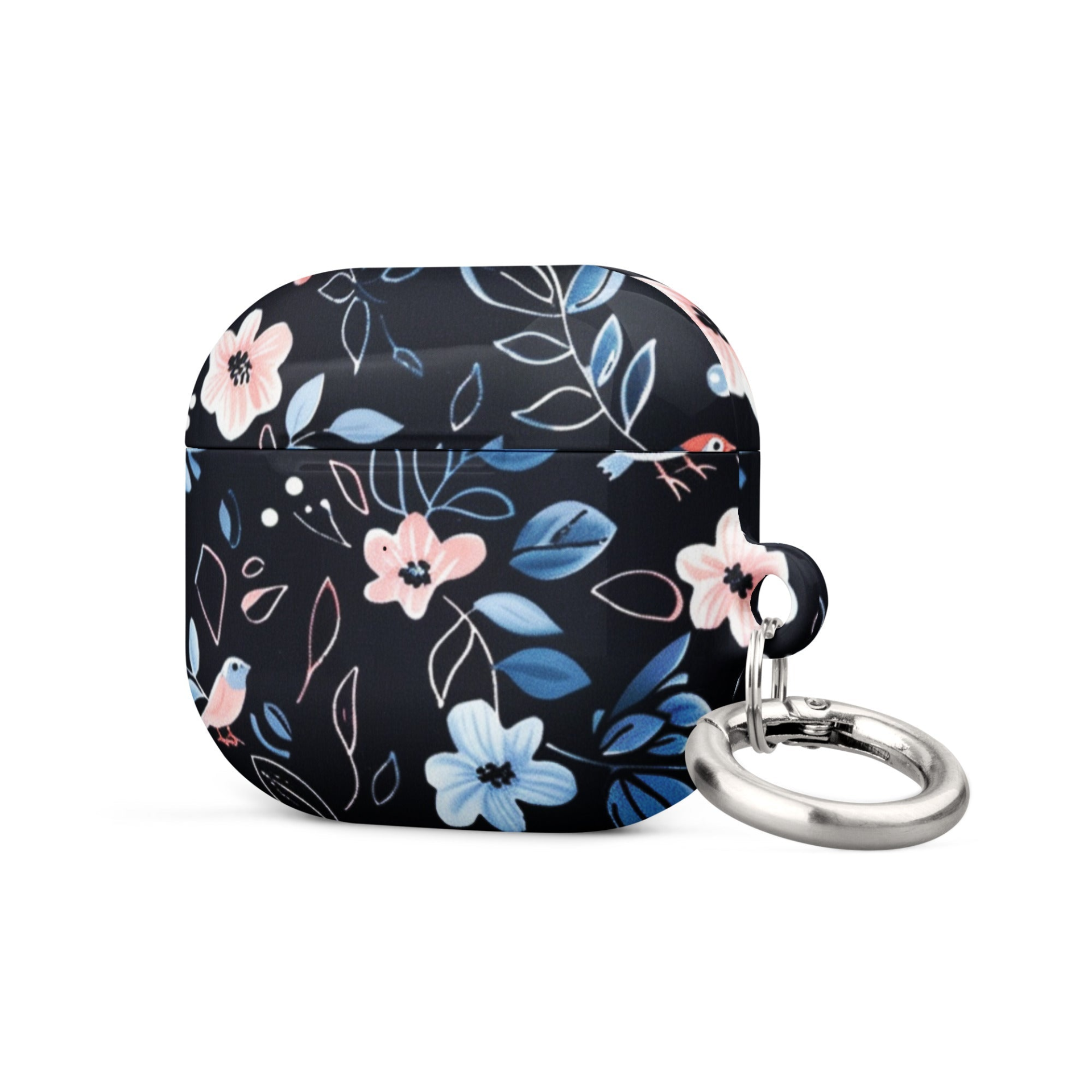Start2Finish blue flower AirPods case showing a vibrant floral pattern on a protective electronics accessory.