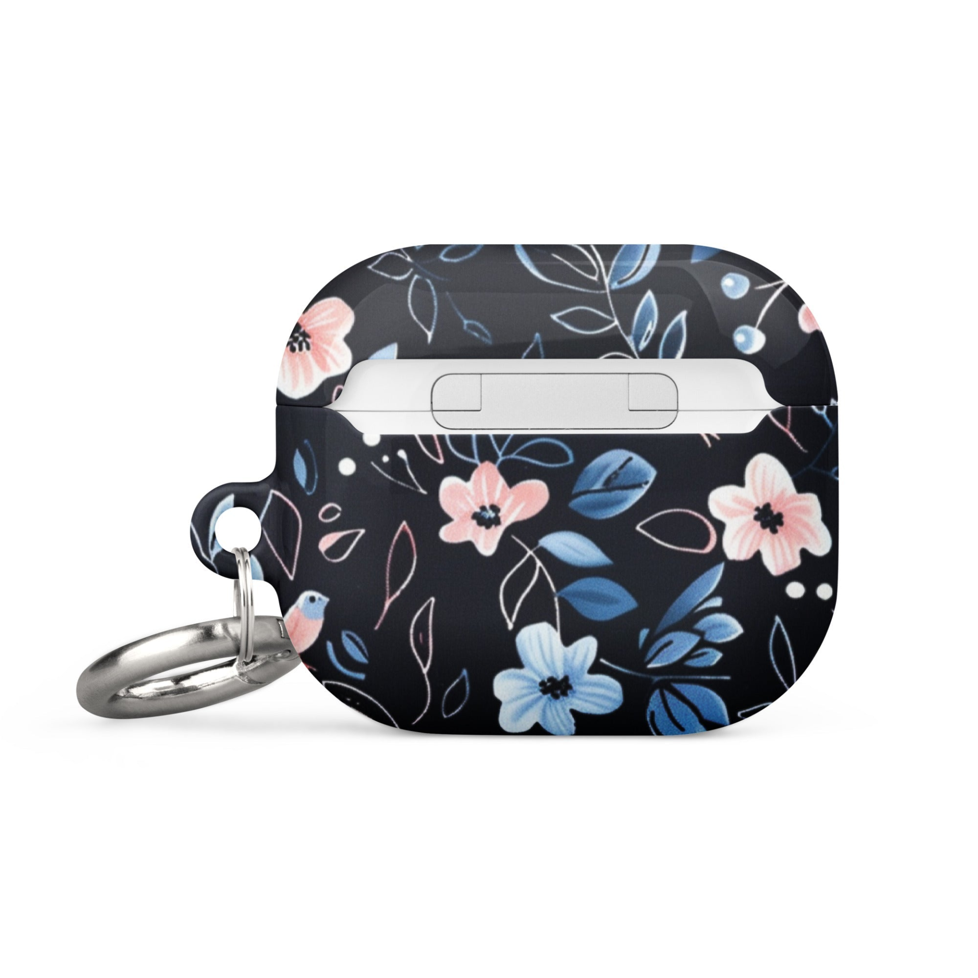 Blue flowers AirPods case by Start2Finish, protective electronic accessory with floral design for AirPods.