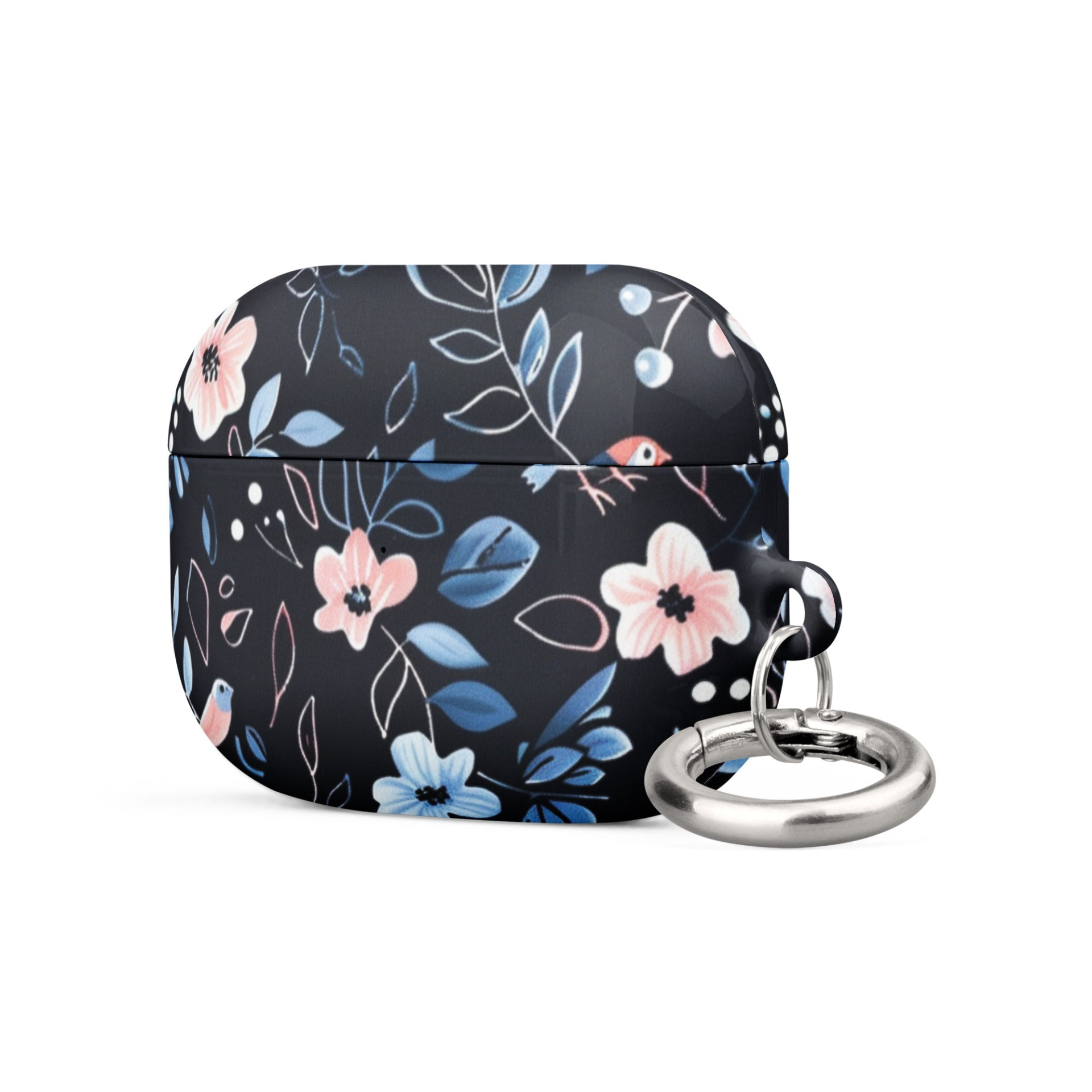 Blue flowers protective case for AirPods by Start2Finish, featuring a vibrant floral pattern on durable plastic.