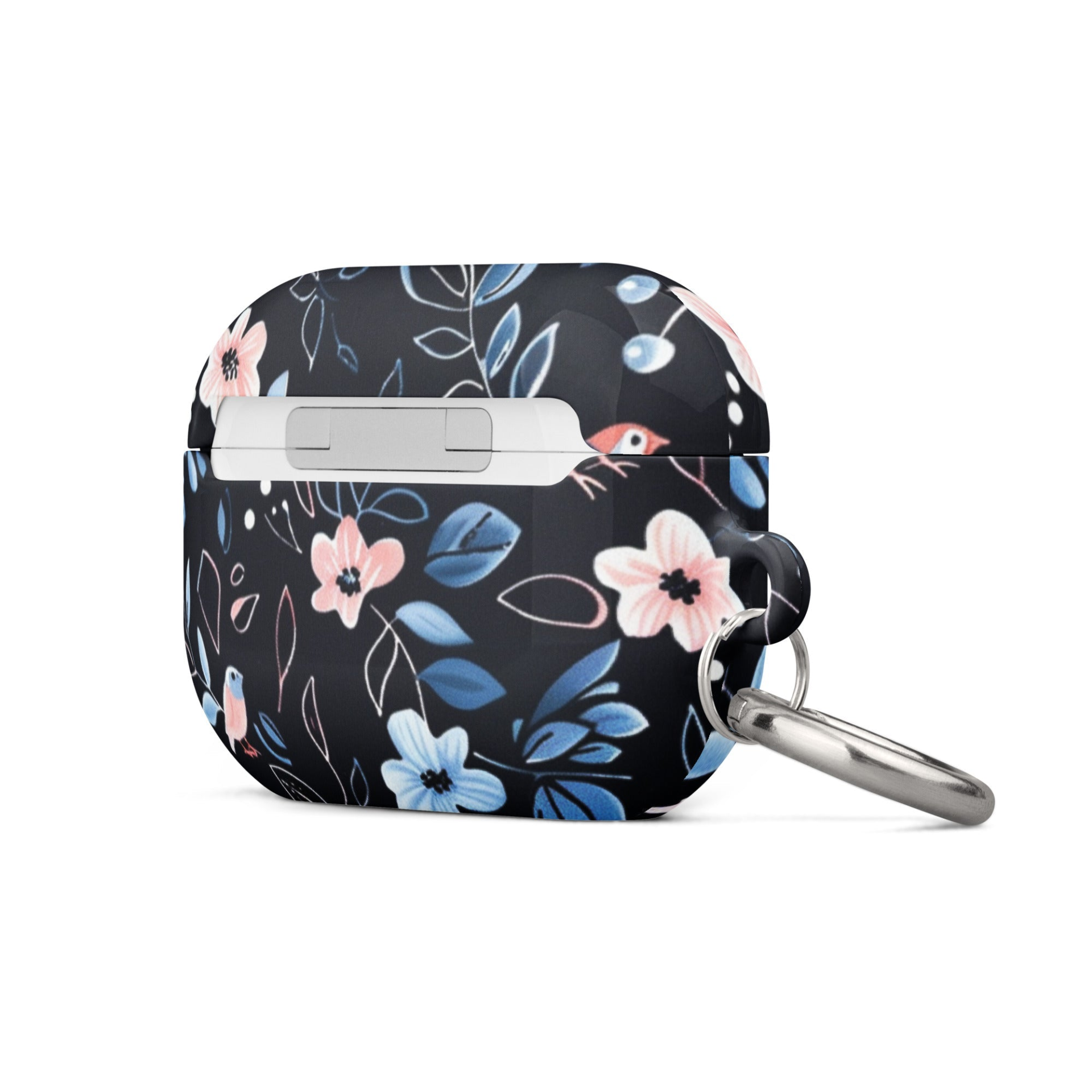 Blue floral case for AirPods by Start2Finish, featuring a vibrant flower pattern on a protective electronics accessory.