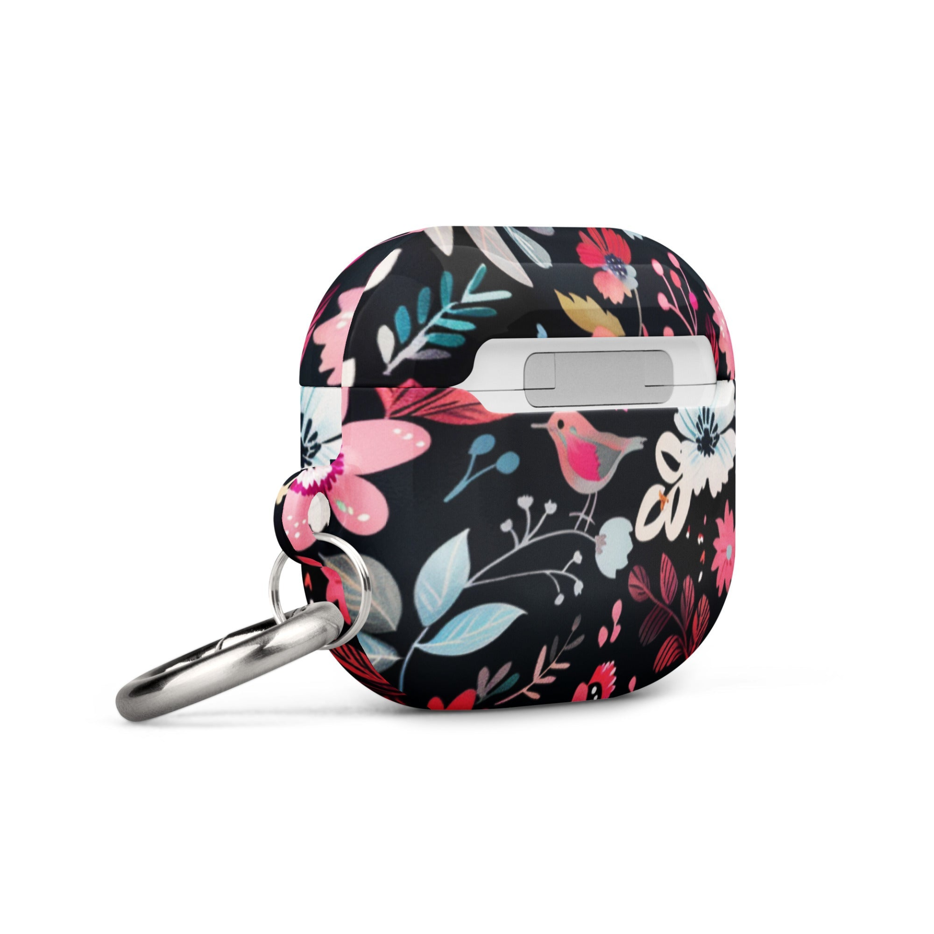 Pink and blue Start2Finish AirPods case, soft silicone cover with colorful design, protecting wireless earbuds.