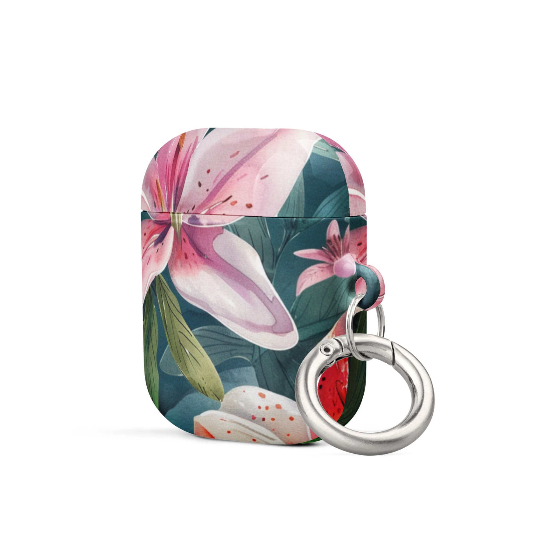 Start2Finish Lily Case for AirPods, transparent protective silicone cover with floral design, fits Apple wireless earbuds.