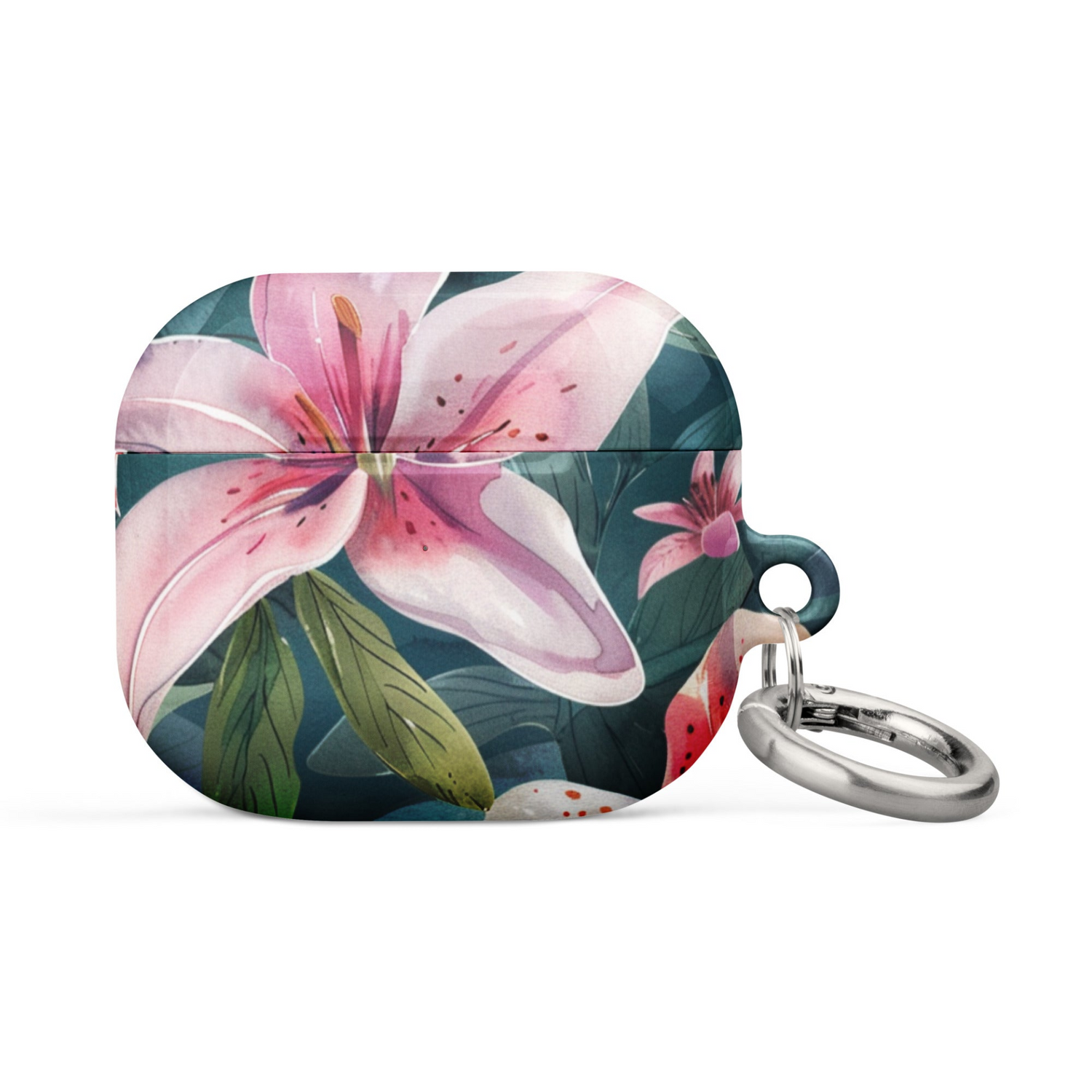 Start2Finish Lily case for AirPods, sleek electronic protective cover with floral design, shown on a white background.