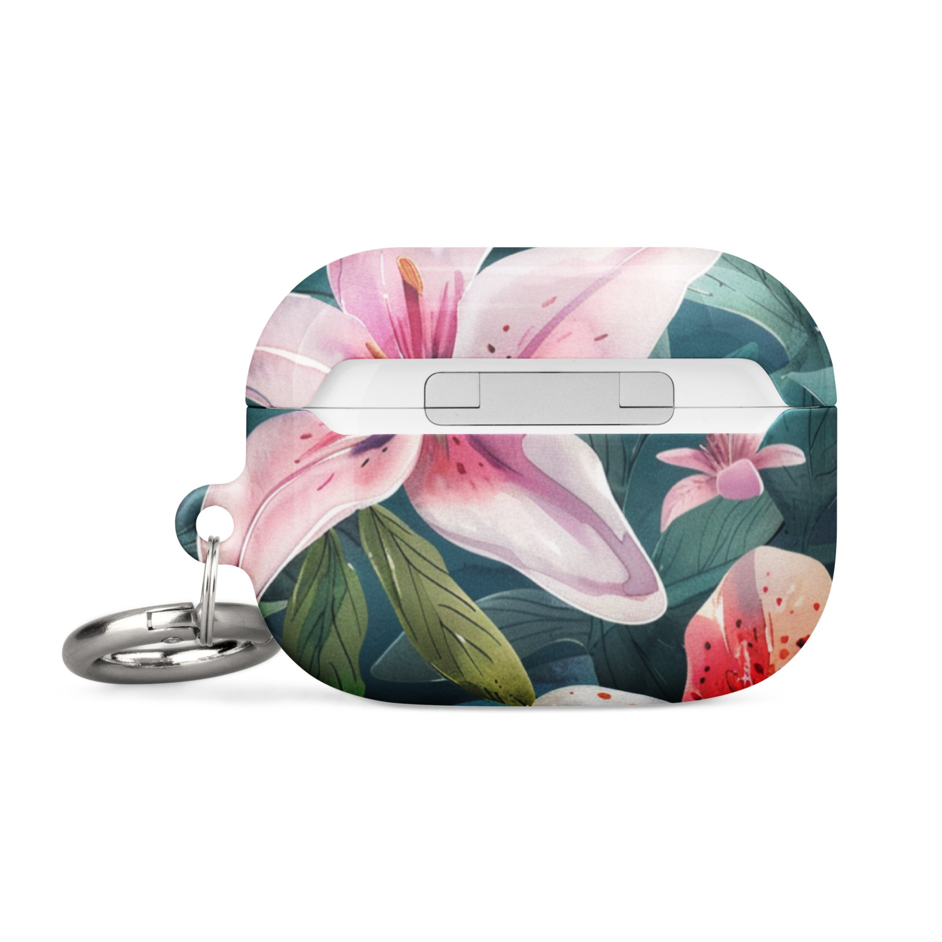 Start2Finish Lily Case for AirPods, transparent silicone cover with floral design, protecting wireless earbuds.