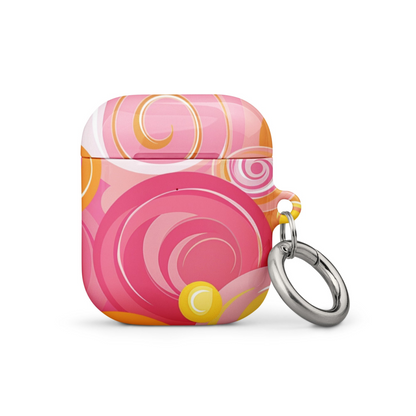 Pink and yellow Start2Finish AirPods case for electronics, with a colorful protective cover visible in the image.