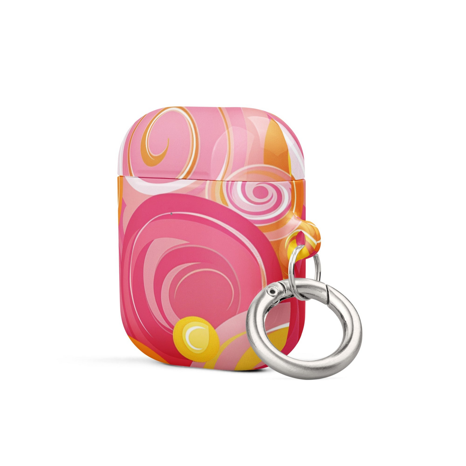 Pink and yellow Start2Finish AirPods case for electronics, featuring a colorful protective cover with a sleek design.