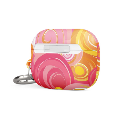 Pink and yellow Start2Finish AirPods case for electronics, featuring a colorful protective cover with a textured surface.