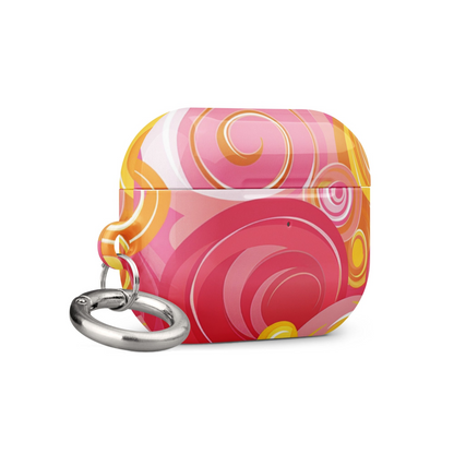Pink and yellow Start2Finish AirPods case for electronics, featuring a colorful protective cover for wireless earbuds.