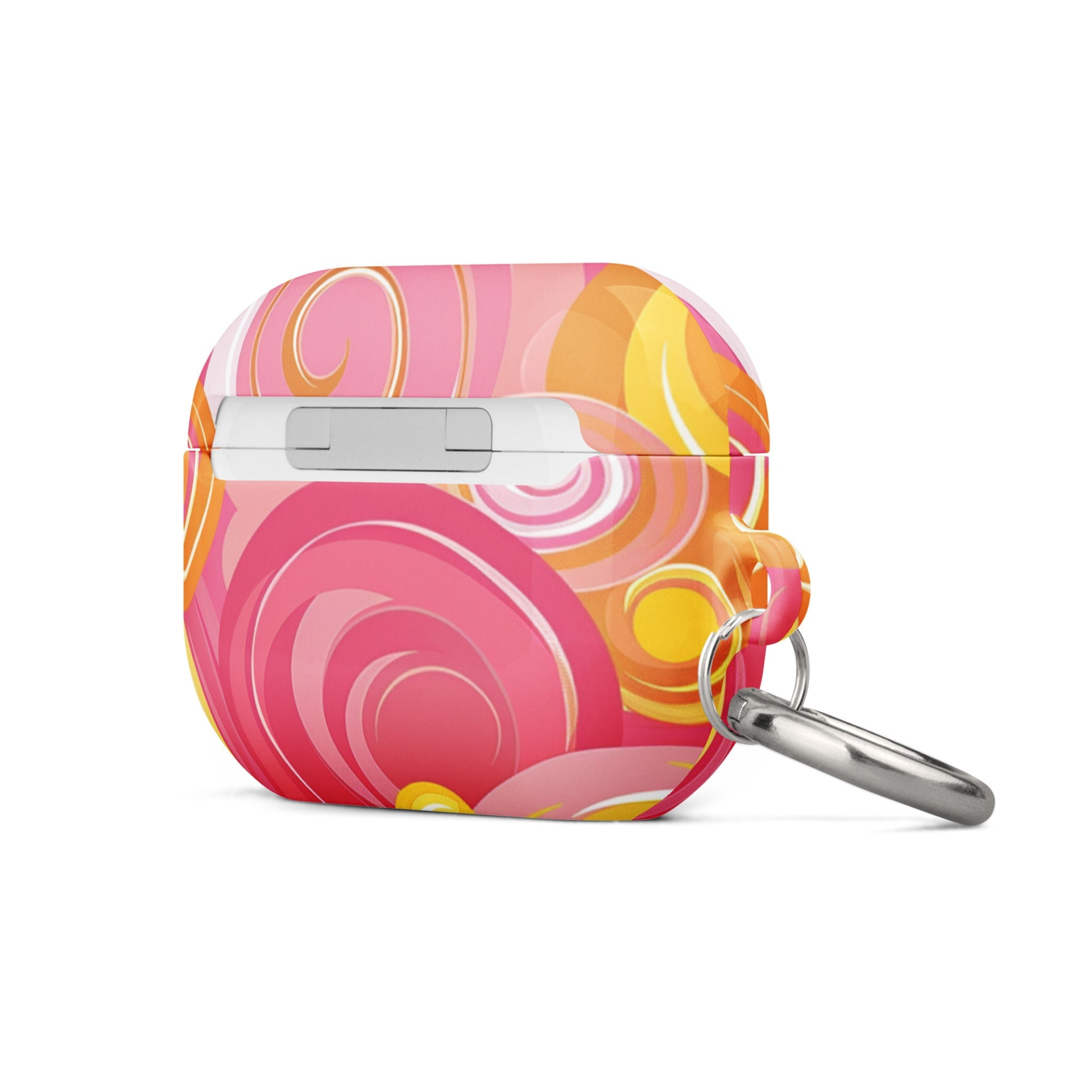 Pink and yellow Start2Finish AirPods case for electronics, featuring a colorful, protective cover for wireless earbuds.