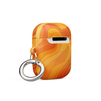 Start2Finish yellow abstract AirPods case showing a vibrant yellow and black geometric design on a sleek electronics cover.