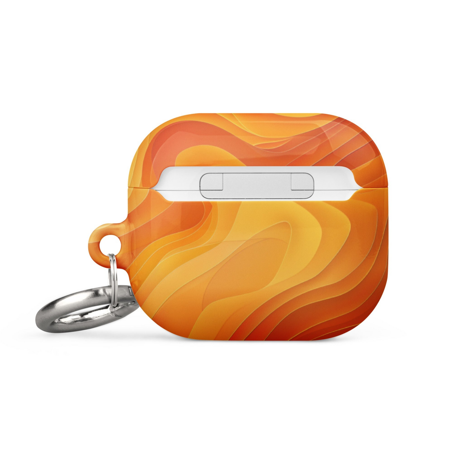 Yellow abstract design AirPods case by Start2Finish, protective electronic accessory with vibrant artistic pattern.