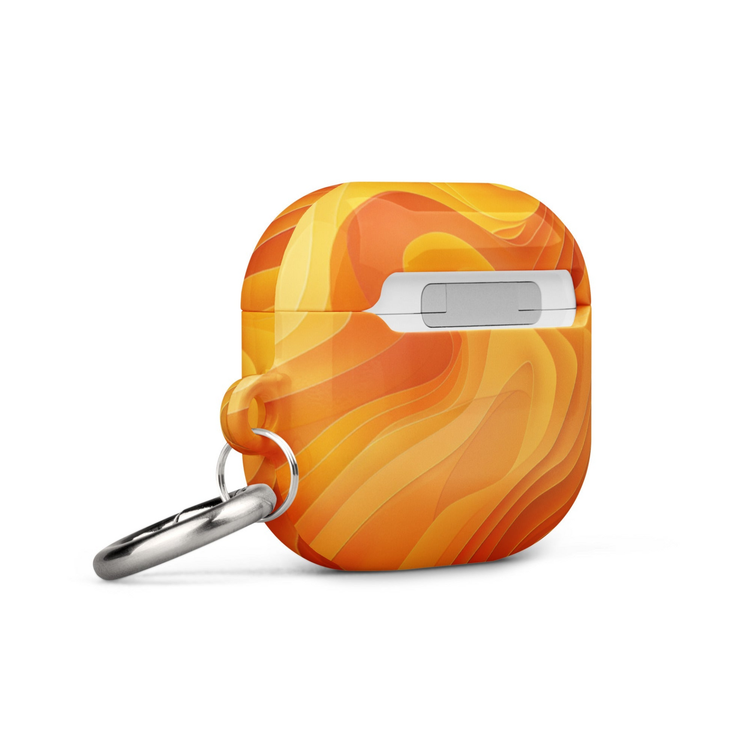 Yellow abstract pattern case for AirPods by Start2Finish, showcasing vibrant design and sleek electronics protection.