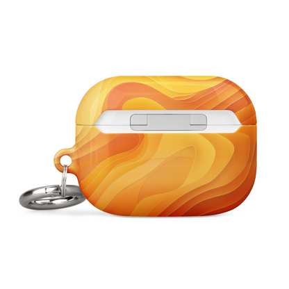 Yellow abstract AirPods case by Start2Finish, featuring a vibrant, artistic design for protective electronic accessories.