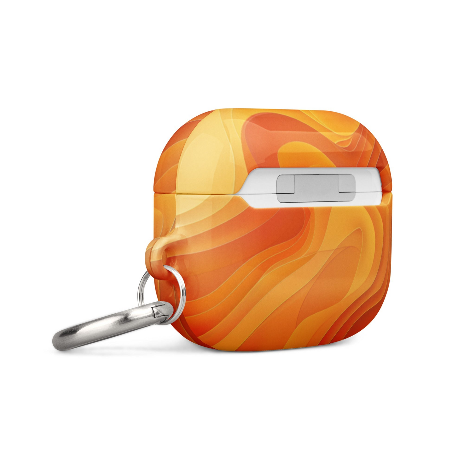Yellow abstract AirPods case by Start2Finish featuring a colorful, artistic design for stylish protection of wireless earbuds.