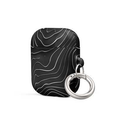 Start2Finish AirPods case featuring a stylish topographic pattern, made of durable electronics protective material.