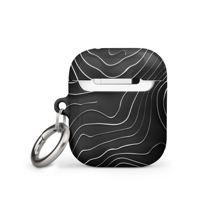 Start2Finish topographic pattern case for AirPods showcasing a detailed, textured topographic map design on a sleek electronic accessory.