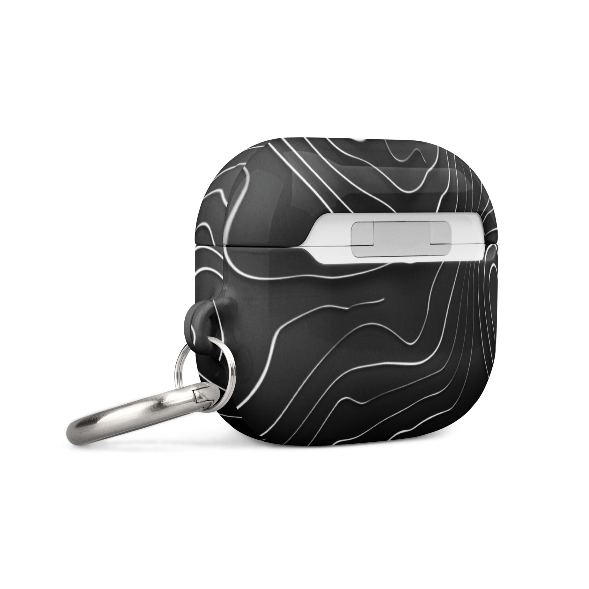 Start2Finish topographic pattern case for AirPods, protective electronics accessory with a detailed mountain map design.
