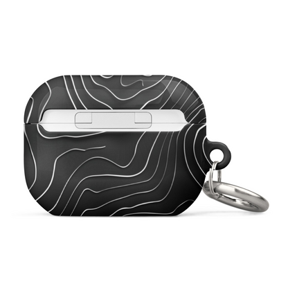Start2Finish topographic pattern case for AirPods, sleek electronic accessory with detailed contour design.