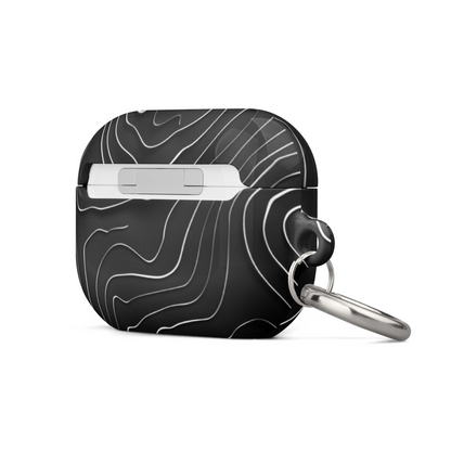 Start2Finish topographic pattern case for AirPods, featuring a detailed terrain map design on a sleek electronics accessory.