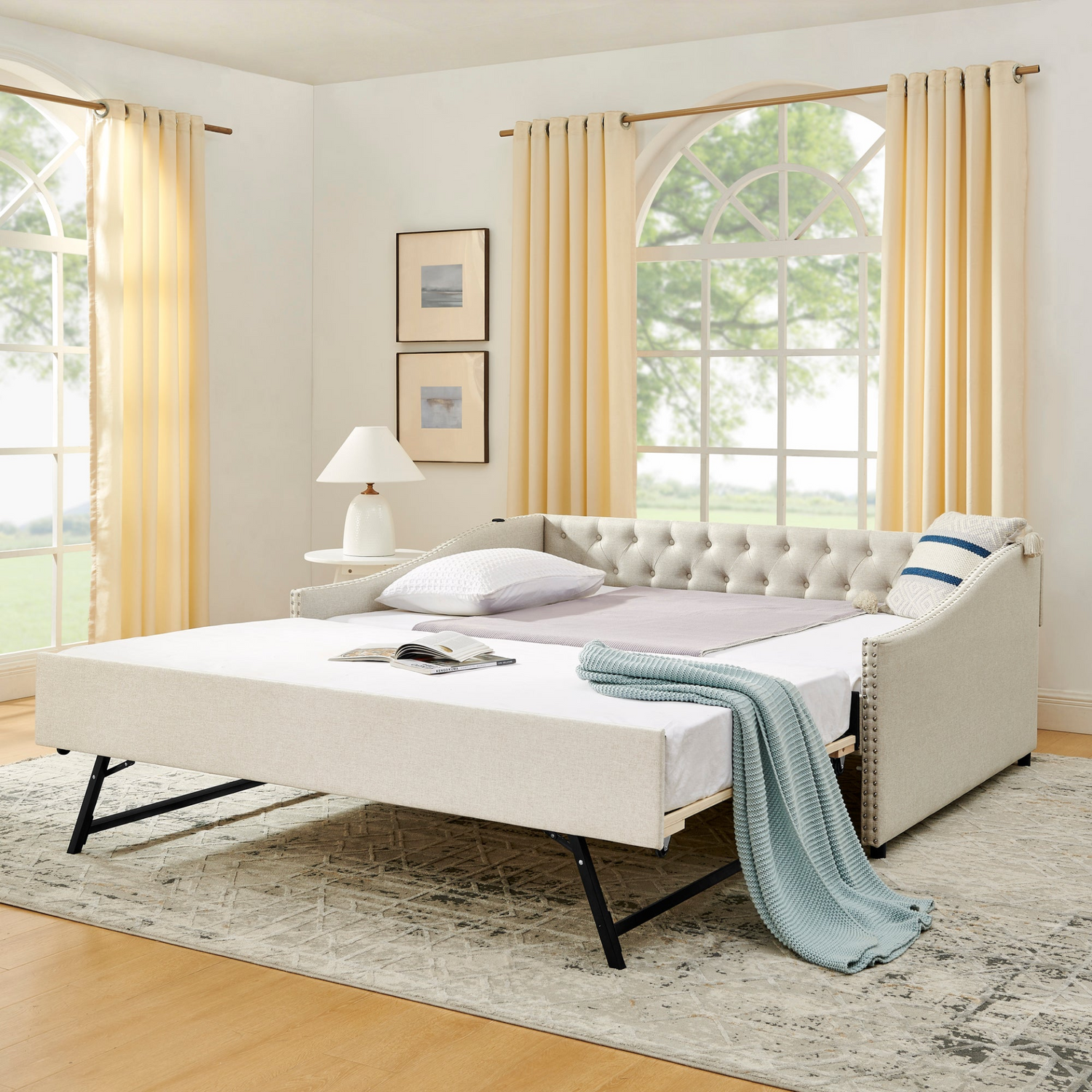 Solid wood and metal bed frame by Start2Finish with a sturdy design for bedroom and guest room decor.