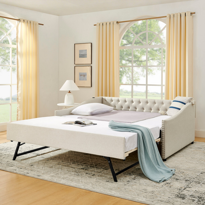 Solid wood and metal bed frame by Start2Finish with a sturdy design for bedroom and guest room decor.