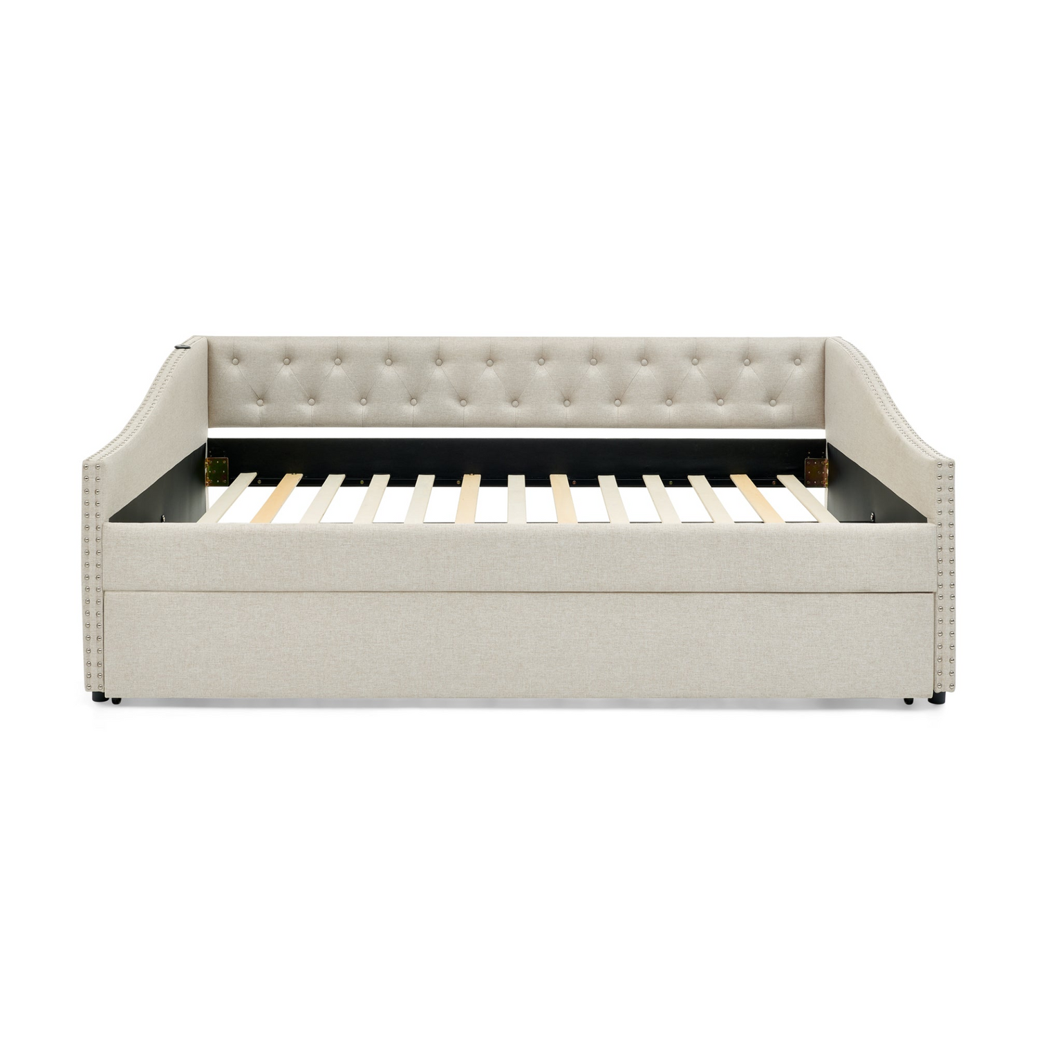 Solid wood and metal bed frame by Start2Finish with a sturdy design, suitable for bedroom and guest room furnishings.