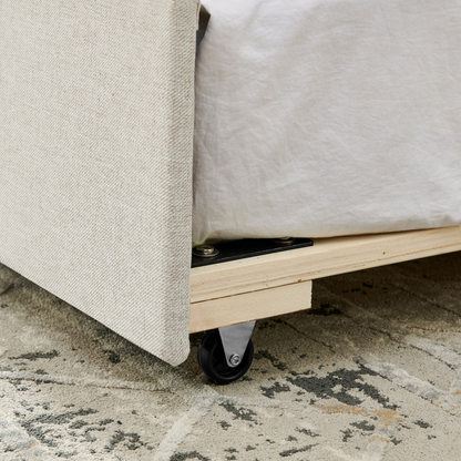 Solid wood and metal bed frame by Start2Finish, showcasing a sturdy design suitable for bedroom or guest room furnishings.