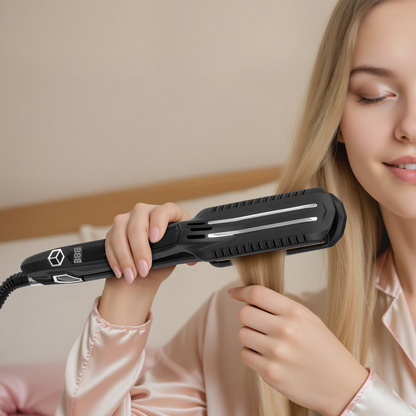 Start2Finish VEVOR 1.5-inch titanium flat iron with LCD display, dual infrared heating, and adjustable temp for salon-quality hair styling.