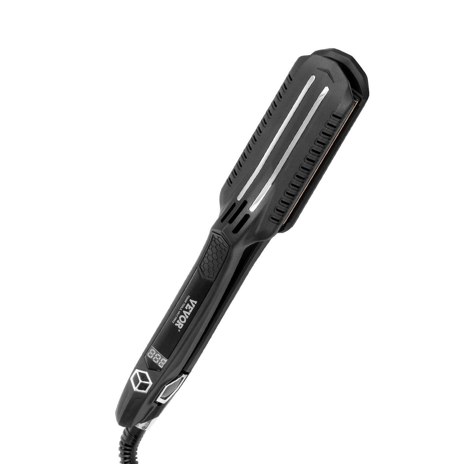 Start2Finish VEVOR 1.5-inch titanium flat iron with LCD display, dual infrared technology, and adjustable temperature for professional styling.
