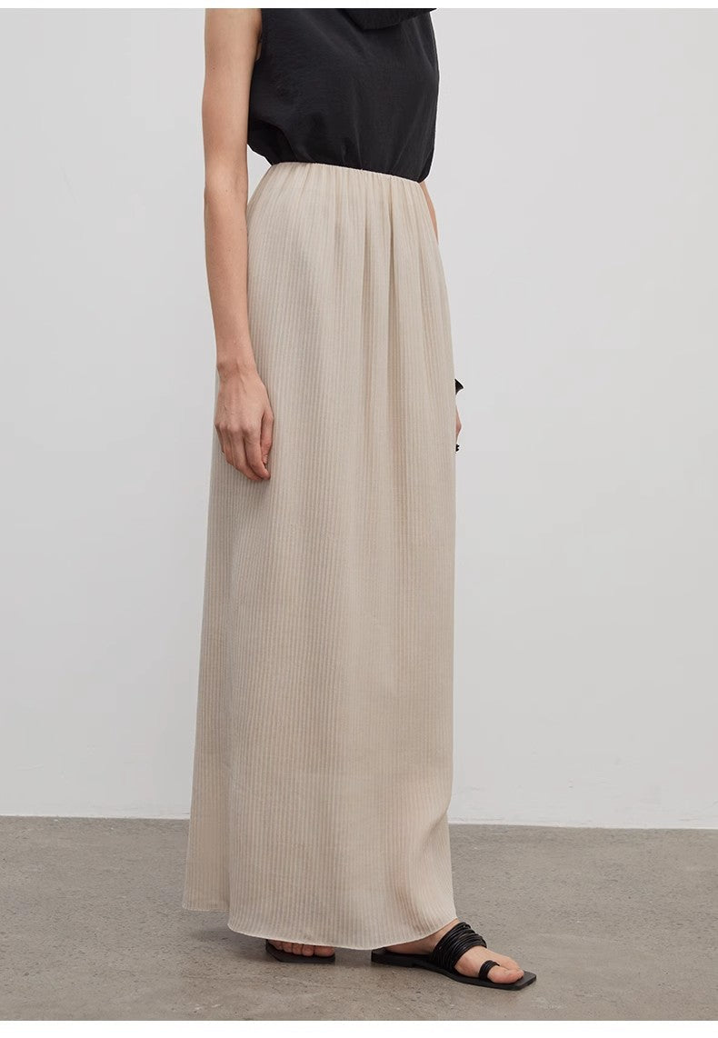 Heavy high-density silk luxury skirt for women, featuring elegant design from Brown Coeus, displayed on a neutral background.