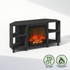 Start2Finish electric corner TV stand with fireplace, fits TVs up to 55 inches, featuring storage shelves and a modern design.