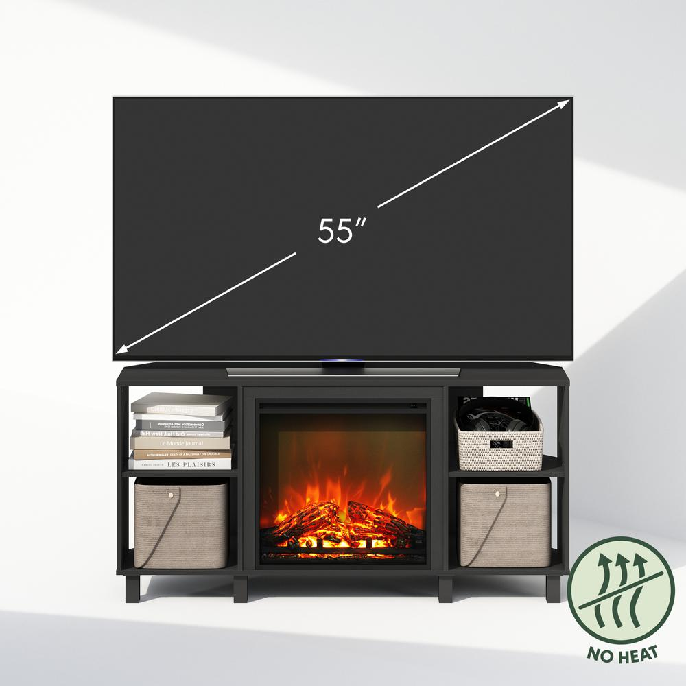 Start2Finish electric fireplace corner TV stand with space for a 55-inch TV, featuring a modern entertainment center design.