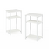Set of two Start2Finish 3-tier industrial metal frame end tables with storage shelves, showcasing sturdy black metal and wooden surfaces.