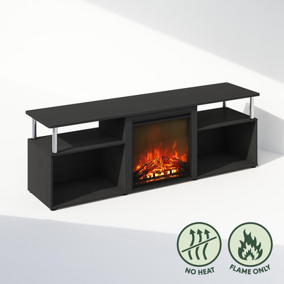 Start2Finish electric fireplace corner TV stand with storage for up to 70-inch TVs, featuring a modern entertainment center design.