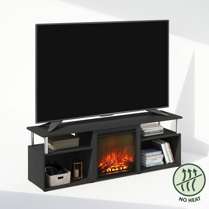 Start2Finish electric fireplace corner TV stand with space for 70-inch TV, featuring modern design and built-in electric fireplace.