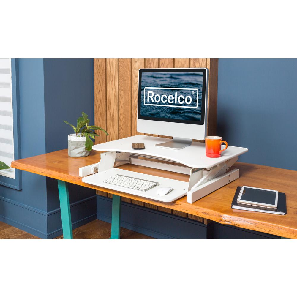 Start2Finish Rocelco 32-inch adjustable standing desk with height control and modern design, ideal for ergonomic workspace setup.