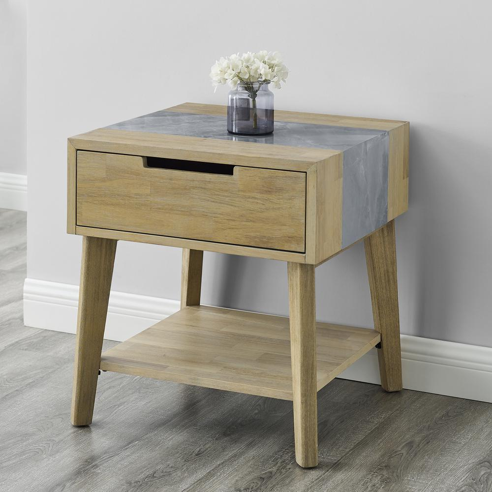 Start2Finish Calgary Sintered Stone Inlay Side Table showing a sleek round table with a detailed sintered stone inlay surface.