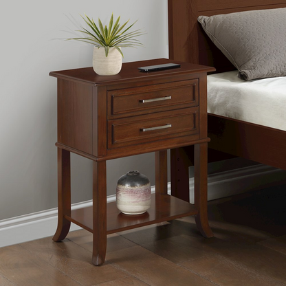 Start2Finish Sydney 2 Drawer Entryway Hall Table with Shelf, wooden console with storage drawers and a top shelf for organization.