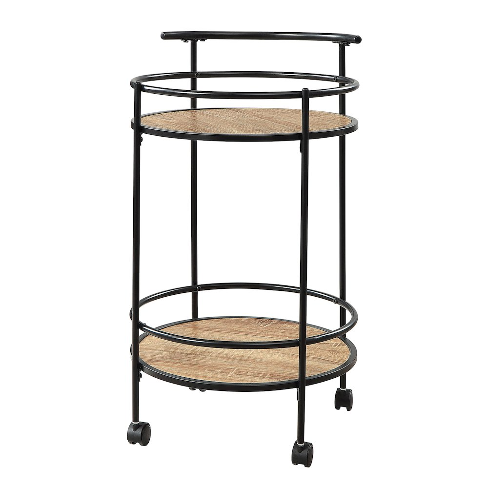 Start2Finish Designs2Go Charlie serving bar cart with metal frame and wooden shelves, perfect for entertaining and stylish storage.