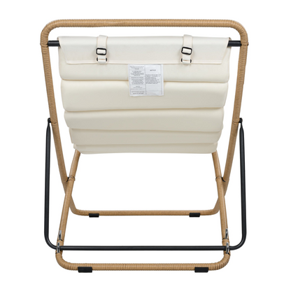 Black accent chair with yellow rattan accents from Start2Finish, perfect for modern living room furniture.