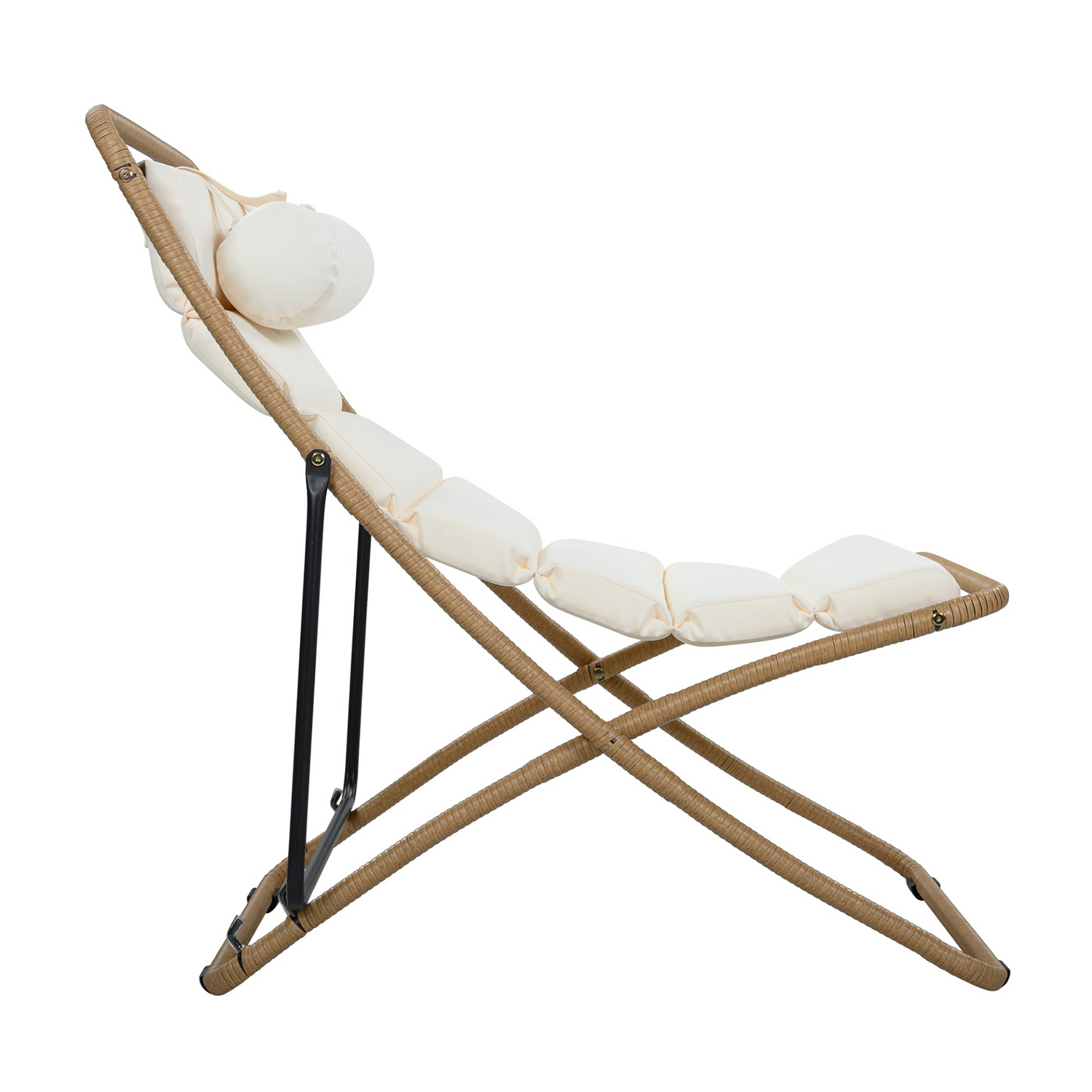 Black accent chair with yellow rattan accents, modern living room furniture by Start2Finish, showcasing stylish design and comfortable seating.