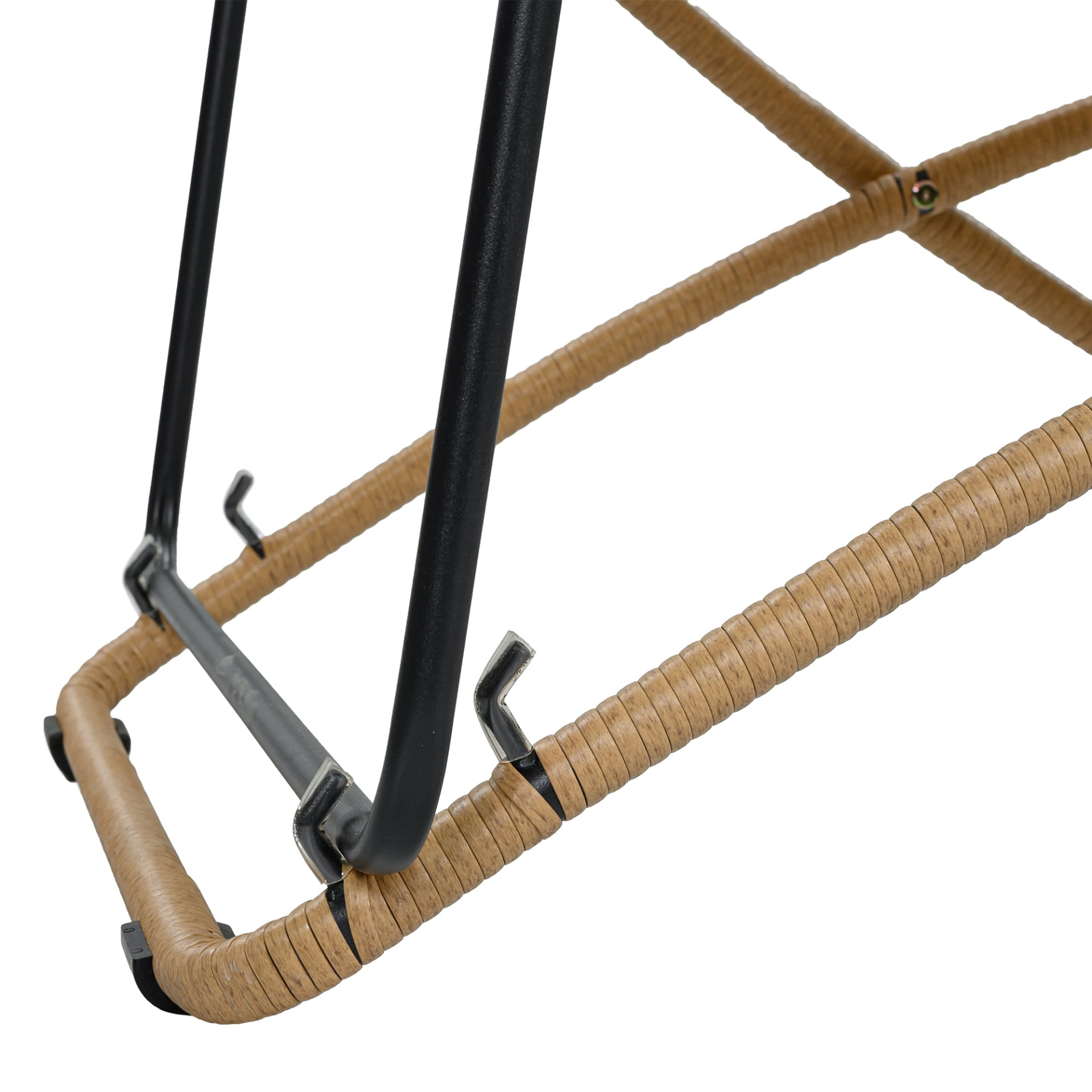 Black accent chair with yellow rattan armrests, modern furniture piece for living room by Start2Finish