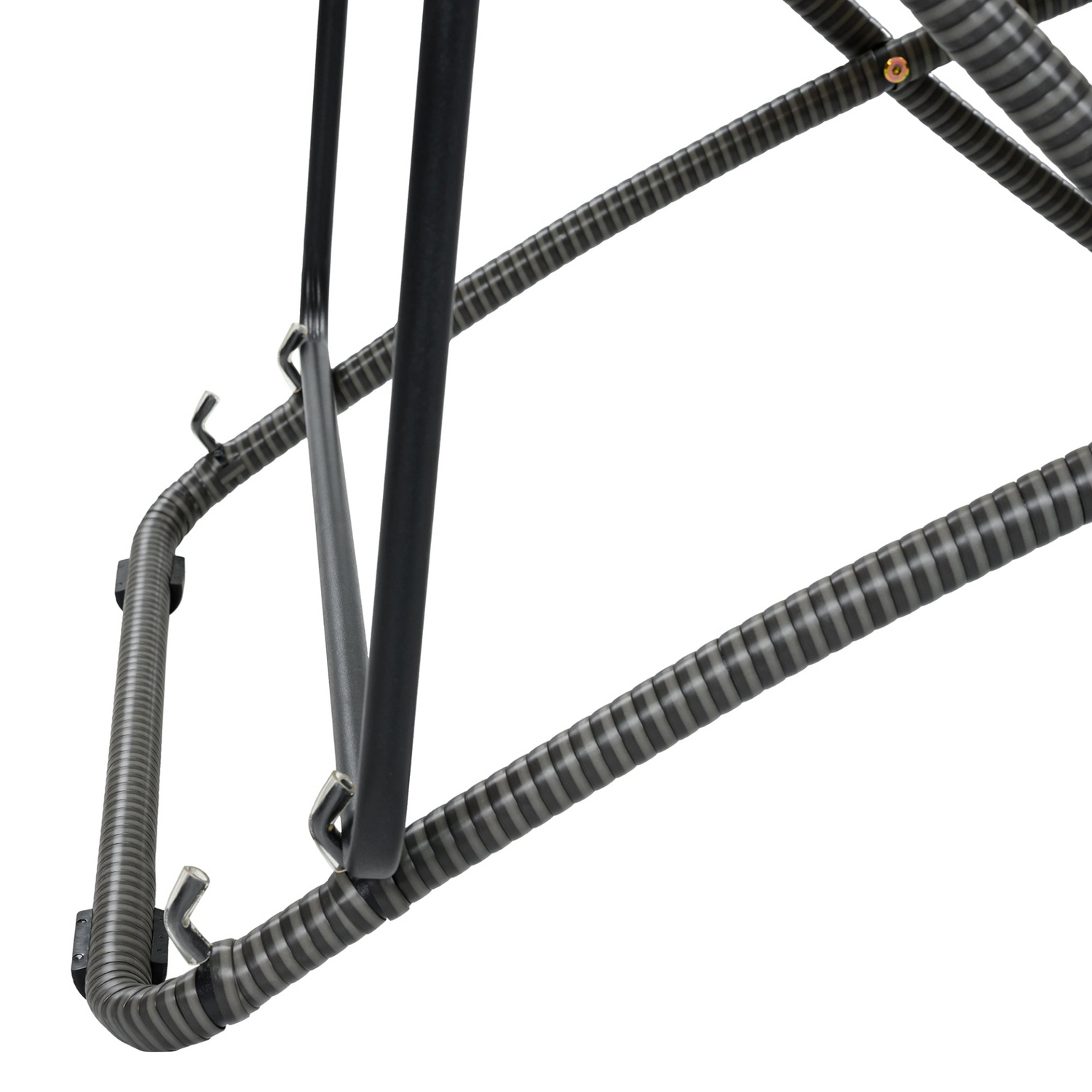 Black accent chair with yellow rattan accents, modern furniture piece for living room decor, by Start2Finish.