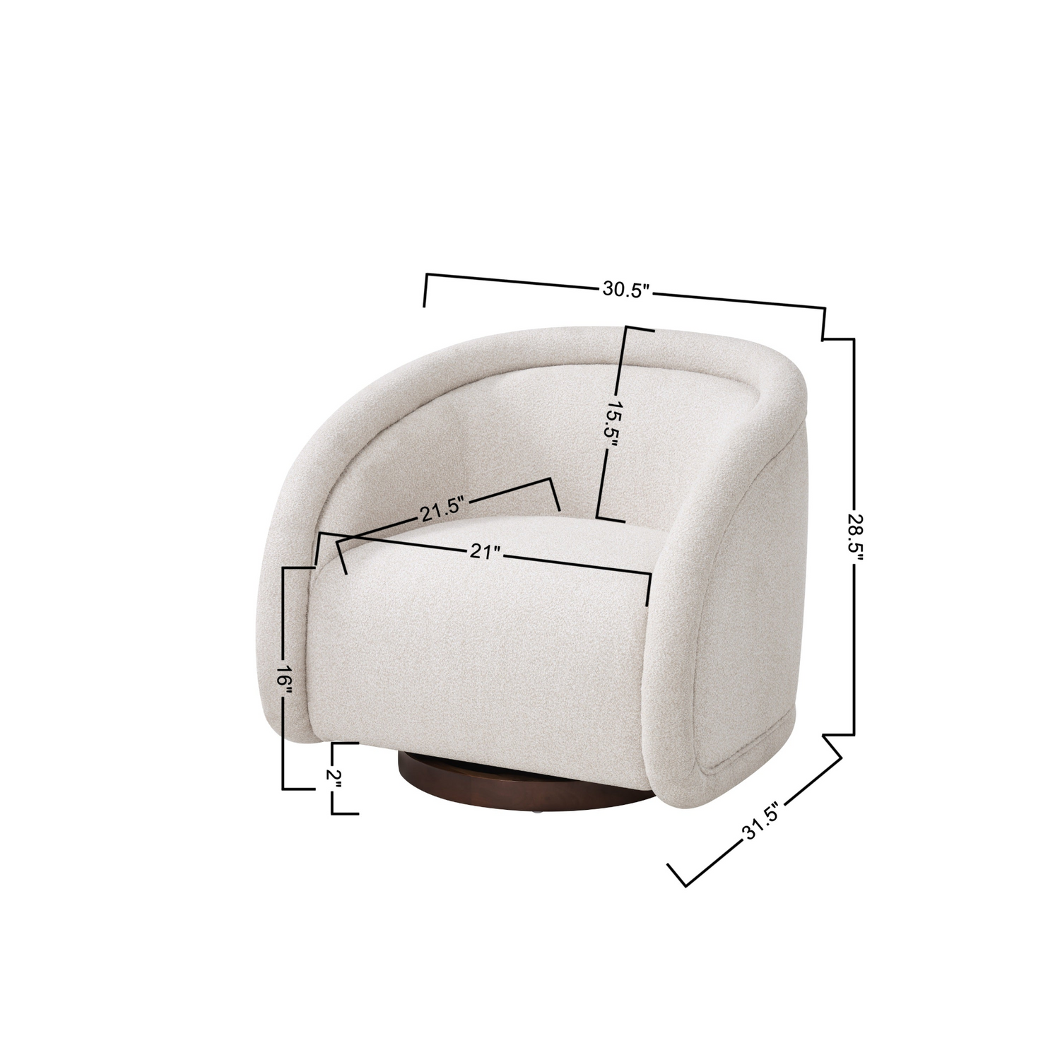 Start2Finish boucle accent chair with swivel, solid wood frame in green, beige, brown, perfect for living or dining rooms.
